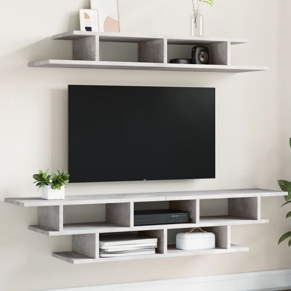 vidaXL TV Wall Unit Concrete gray Engineered wood TV Wall Unit