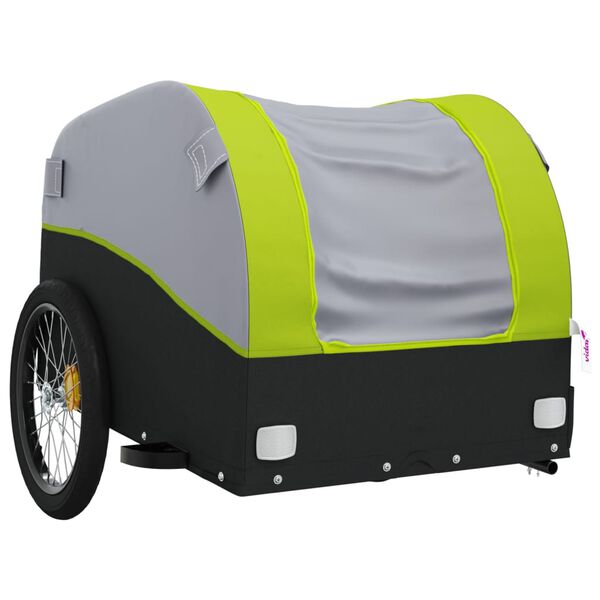 vidaXL Bike Trailer Black and Green 99.2 lb Iron