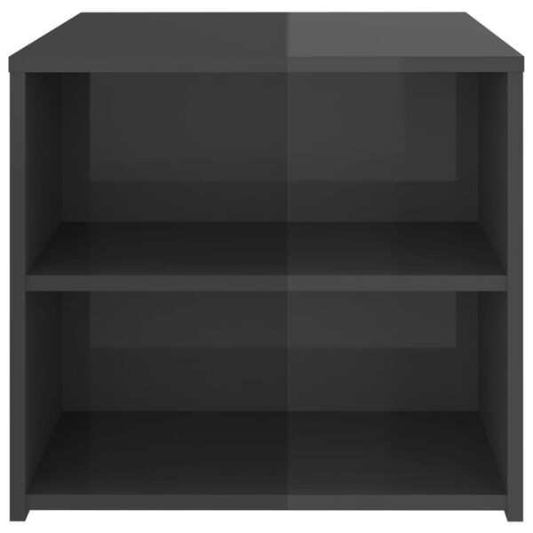 vidaXL Side Table High Gloss Grey 19.7x19.7x17.7" Engineered Wood