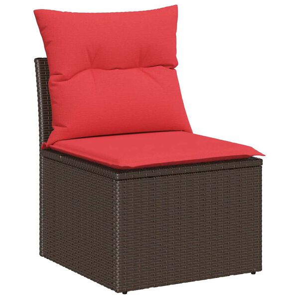 vidaXL Garden Sofa Set with Cushion Brown Poly Rattan