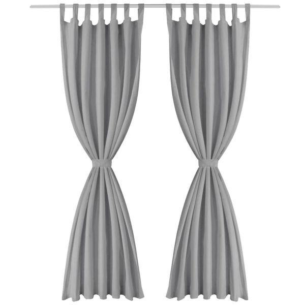 vidaXL Micro-Satin Curtains 2 pcs with Loops 55.1x88.6" Grey