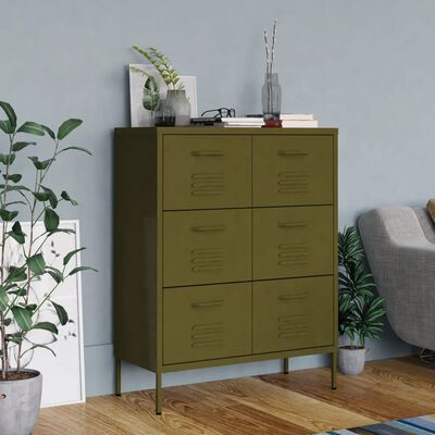 vidaXL Drawer Cabinet Olive Green 31.5"x13.8"x40" Steel