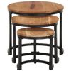 vidaXL Side Table Set of 3 Natural Wood