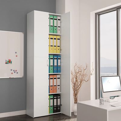 vidaXL Office Cabinet White 23.6"x12.6"x74.8" Engineered Wood