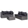 vidaXL Garden Lounge Set Grey PE rattan, Powder-coated steel, Glass