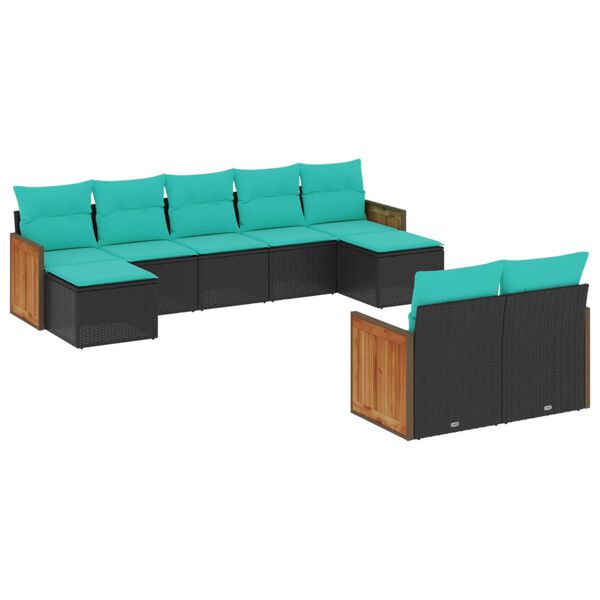 vidaXL Patio Sofa Set Black, Blue