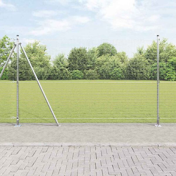 vidaXL Fence with Posts Silver 59.1" x 984.3" Steel