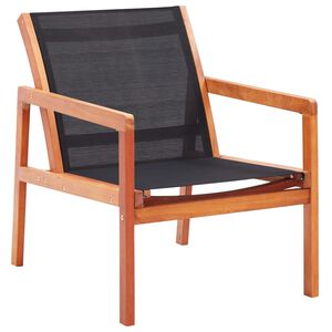 vidaXL Garden Chair Black Solid eucalyptus wood and Textilene Garden Chair