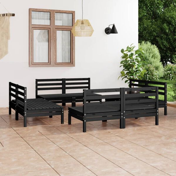 vidaXL Garden Lounge Set Black Solid pinewood Medium Modular