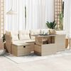 vidaXL Garden Sofa Set Beige PE rattan, powder-coated steel, tempered glass