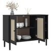 vidaXL Sideboard Black Solid pine wood, Engineered wood, Poly rattan Large