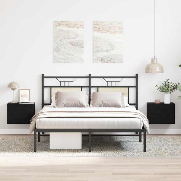 vidaXL Bedside Cabinet 2 pcs Black Oak 15.75 x 11.81 x 11.81 in