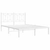 vidaXL Bed Frame White Steel 55 x 75 in Bed Frame Rectangular Modern