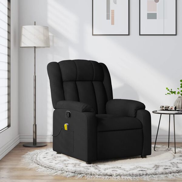 vidaXL Massage Recliner Chair Black Polyester, Metal, Plywood, Foam