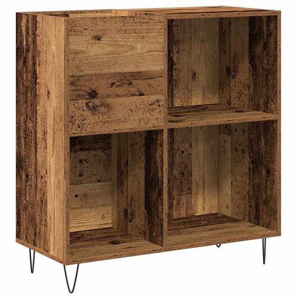 vidaXL Record Cabinet with Shelf Old wood 33.46 x 14.96 x 35.04 in