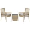 vidaXL Garden Bistro Set 3 pcs Beige Poly rattan