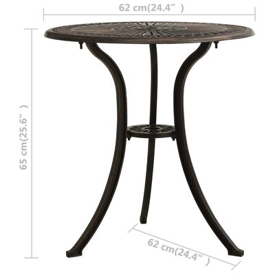 vidaXL Patio Table Bronze 24.4"x24.4"x25.6" Cast Aluminum