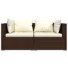vidaXL 2-seater Sofa Brown (Sofa), Cream (Cushions) PE Rattan 2-Seater