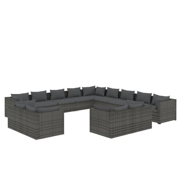 vidaXL Garden Lounge Set Gray, Anthracite PE rattan Large