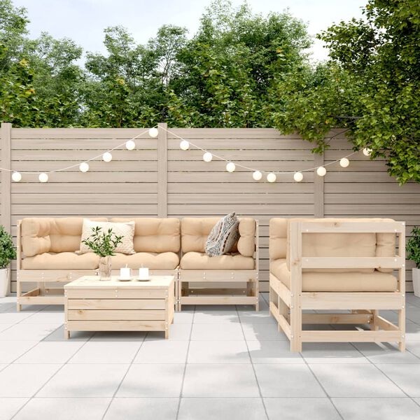 vidaXL Garden Sofa Set Natural wood Solid pine wood Large Modular