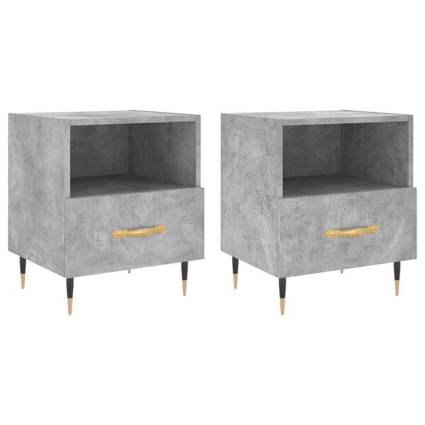 vidaXL Bedside Cabinets 2 pcs Concrete Grey 15.7x13.8x18.7" Engineered Wood