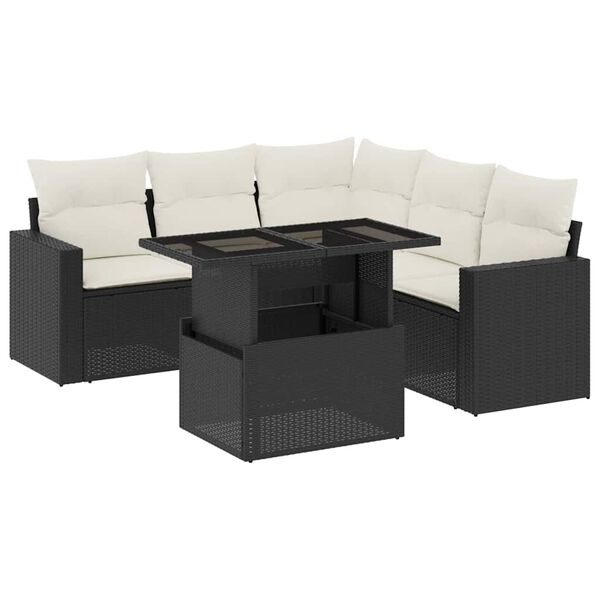 vidaXL Garden Sofa Set Black, Cream White