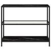 vidaXL Shelf Transparent and Black Marble Tempered Glass, Powder-Coated Iron