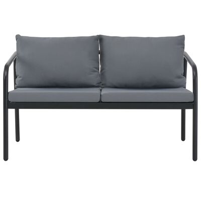 vidaXL 2 Seater Patio Sofa with Cushions Gray Aluminium