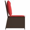 vidaXL Garden Sofa with Cushion Brown and Red Poly Rattan