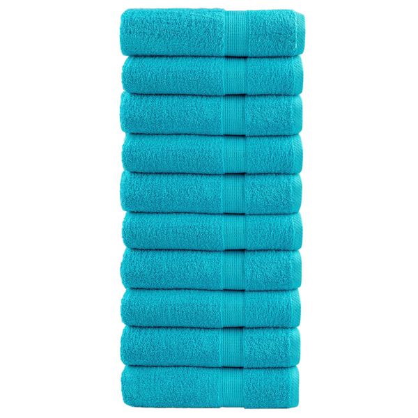 vidaXL Shower Towel Set of 10 Turquoise 100% cotton 27.6 x 55.1 in