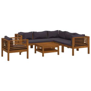 vidaXL Wooden Lounge Set Dark Grey Cushions