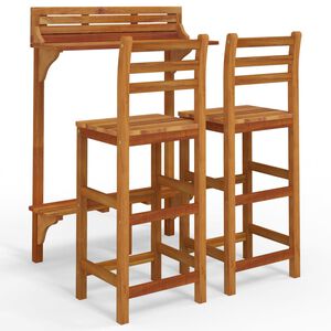 vidaXL Balcony Bar Set Brown Solid Acacia Wood Medium With Footrest