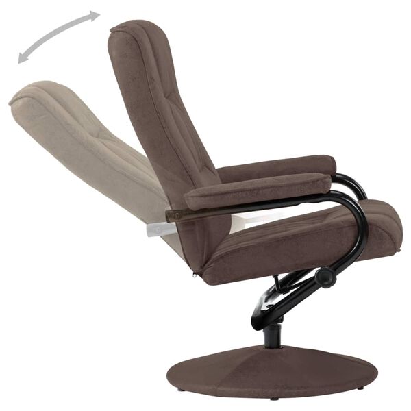 vidaXL Recliner Brown Faux Suede Leather Standard Recliner Size Swivel