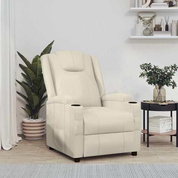 vidaXL Recliner Chair Cream White Faux Leather