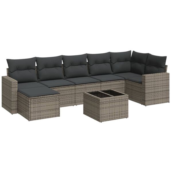 vidaXL Garden Sofa Set Grey Poly Rattan Large Modular Garden Sofa Set