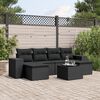vidaXL Garden Sofa Set Black PE rattan, powder-coated steel, tempered glass