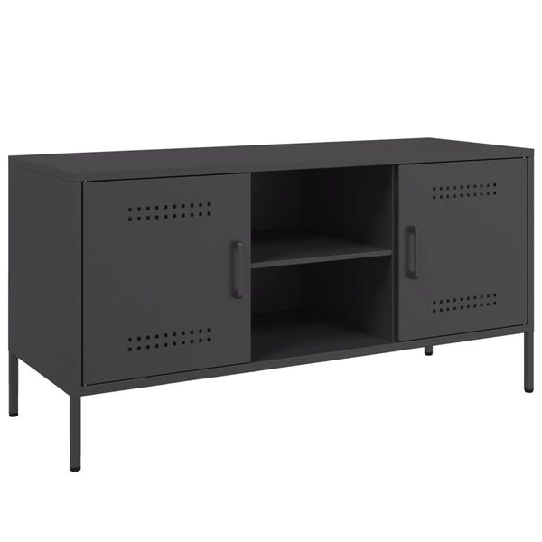 vidaXL TV Cabinet Black Steel 39.6 x 15.4 x 19.9 in TV Cabinet