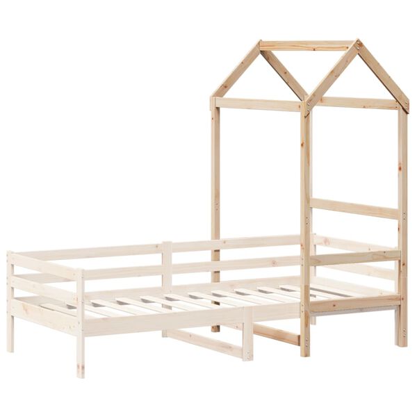 vidaXL Kids'Bed Roof Natural Wood Solid pine wood 42.5 x 27.6 x 69.5 in