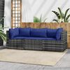 vidaXL Patio Lounge Set Gray with dark blue cushions