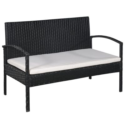 vidaXL 5 Piece Patio Lounge Set with Cushions Poly Rattan Black