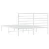 vidaXL Bed Frame White Powder-Coated Steel Full Bed Frame Rectangular
