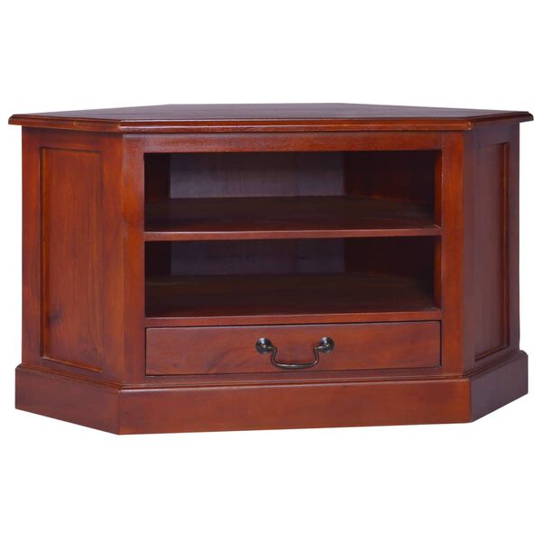 vidaXL Corner TV Cabinet Dark brown Solid mahogany wood Compact corner
