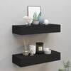 vidaXL Drawer Shelf Set of 2 Black MDF, Metal 23.6x9.3x3.9 in