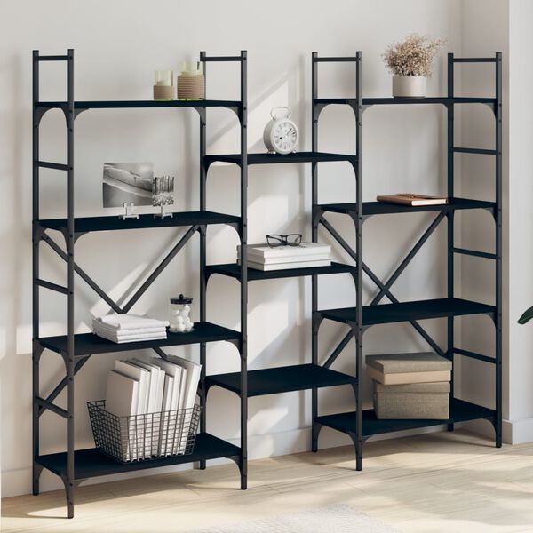 vidaXL Bookshelf Black Engineered Wood Tall Bookshelf Rectangular