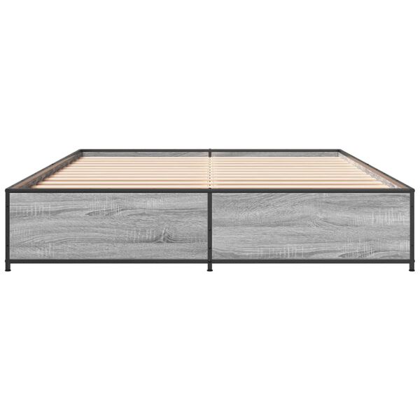vidaXL Bed Frame Grey Sonoma Engineered wood and metal Full Durable