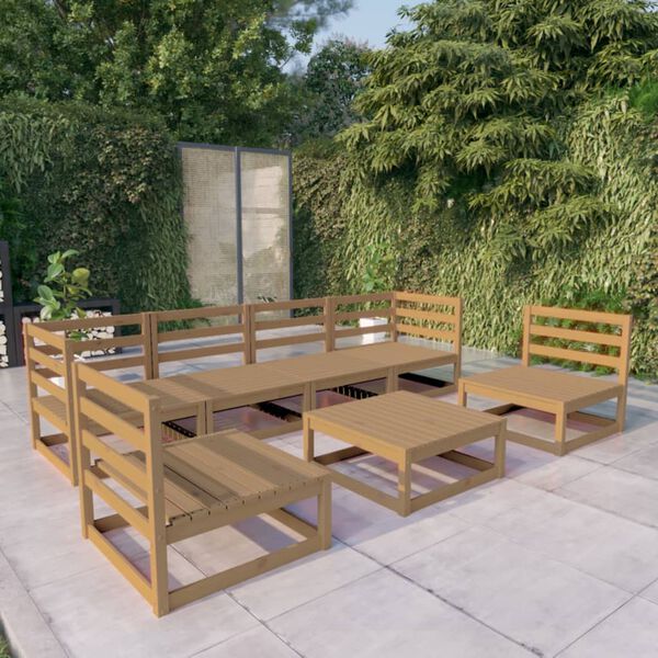 vidaXL Garden Lounge Set Honey brown Solid pinewood 7 Piece Set Modular