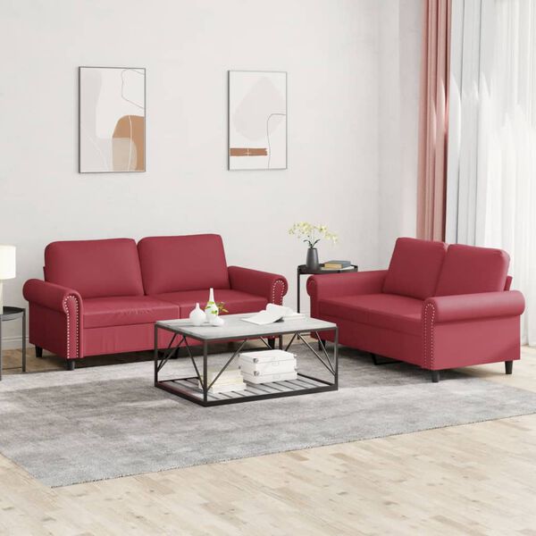 vidaXL Sofa Set Wine Red