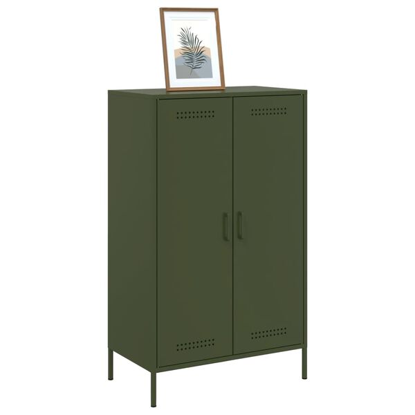 vidaXL Highboard Olive Green Steel Large Highboard Rectangular