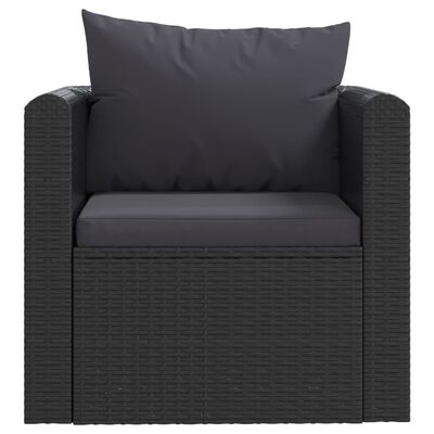 vidaXL Single Sofa with Cushions Poly Rattan Black