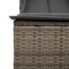 vidaXL Double Sun Lounger with Roof and Curtains Grey Poly Rattan